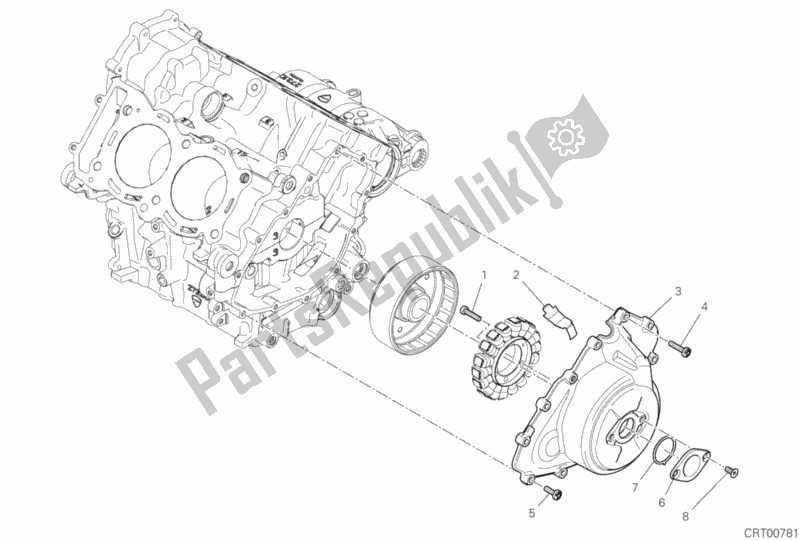 Todas as partes de Tampa Do Gerador do Ducati Superbike Panigale V4 R USA 998 2019